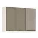 Ver imagem 1 de Armário Aéreo de Cozinha 120 Cm 1 Porta Fechada 2 Portas com Vidro Reflecta Linea Luciane Móveis
