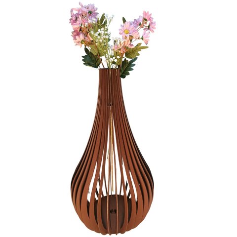 Vaso de Chão Decorativo Grande Capadócia Mdf:marrom/60x30cm