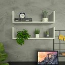 Ver imagem 1 de Par de Prateleiras Aba U Branco Mdf Organizador Escritório Quarto Sala
