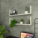 Ver imagem 3 de Par de Prateleiras Aba U Branco Mdf Organizador Escritório Quarto Sala