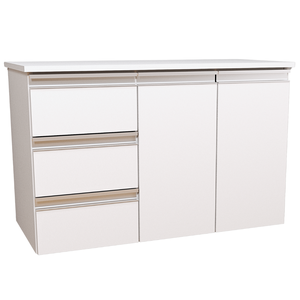 Balcão Móvel Gabinete Mdf para Banheiro com Tampo 80cm Esquerdo sem Fundo