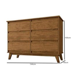 Cômoda Para Quarto 6 Gavetas Arezzo G03 Canela - Mpozenato - 5