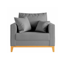 Ver imagem 3 de Kit 2 Poltronas Beny 80cm Base de Madeira Linho