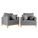 Ver imagem 1 de Kit 2 Poltronas Beny 80cm Base de Madeira Linho