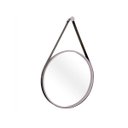 Ver imagem 1 de Espelho Decorativo Adnet Cinza Alça Corino Preto 20cm Redondo