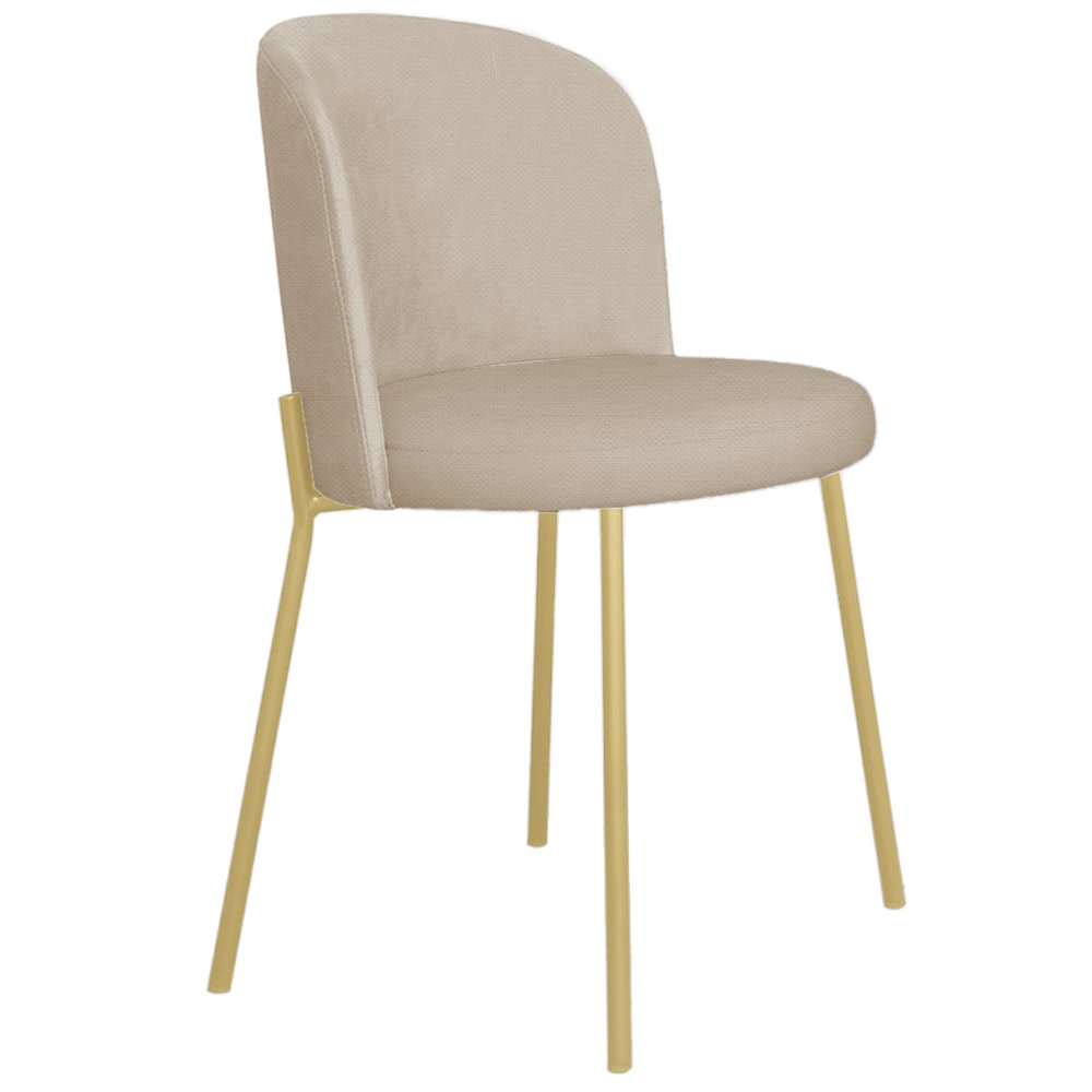 Cadeira Decorativa Elegance Base Champanhe Linho Bege - Montanaris Decor