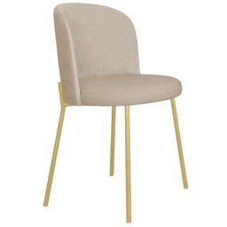 Cadeira Decorativa Sala de Jantar Elegance Base Champanhe Linho Bege - Montanaris Decor - 1
