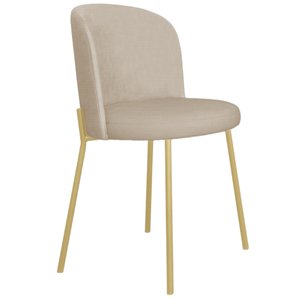 Cadeira Decorativa Sala de Jantar Elegance Base Champanhe Linho Bege - Montanaris Decor