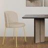 Cadeira Decorativa Sala de Jantar Elegance Base Champanhe Linho Bege - Montanaris Decor - 3