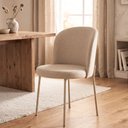 Ver imagem 3 de Cadeira Decorativa Sala de Jantar Elegance Base Champanhe Linho Bege - Montanaris Decor