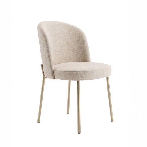 Cadeira Decorativa Sala de Jantar Elegance Base Champanhe Linho Bege - Montanaris Decor