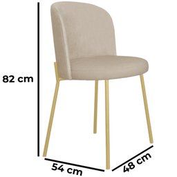 Cadeira Decorativa Sala de Jantar Elegance Base Champanhe Linho Bege - Montanaris Decor - 2