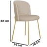 Cadeira Decorativa Sala de Jantar Elegance Base Champanhe Linho Bege - Montanaris Decor - 2