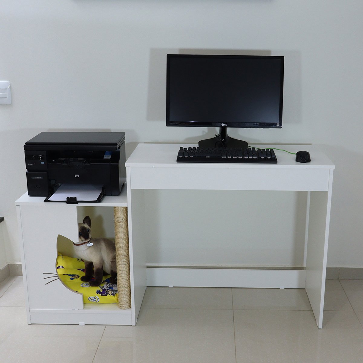 Mesa Escrivaninha para Computador Cama Toca Arranhador Gatos - Mufasa:Branco - 4