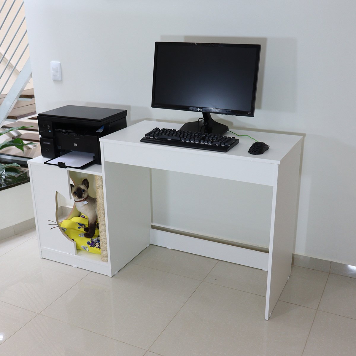 Mesa Escrivaninha para Computador Cama Toca Arranhador Gatos - Mufasa:branco - 5