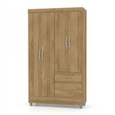Ver imagem 3 de Guarda Roupa Solteiro Pequeno Ideal 4 Portas 2gavetas Nature