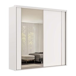 Guarda Roupa Casal 2 Portas MDF Ripado com Espelho Imperium Belmax:Branco - 3