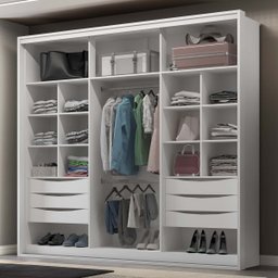 Guarda Roupa Casal 2 Portas MDF Ripado com Espelho Imperium Belmax:Branco - 4