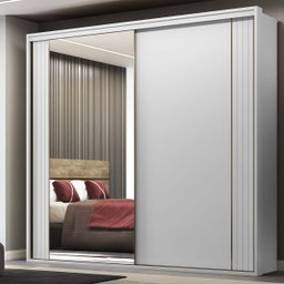 Guarda Roupa Casal 2 Portas MDF Ripado com Espelho Imperium Belmax:Branco - 2