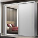 Ver imagem 1 de Guarda Roupa Casal 2 Portas Mdf Ripado com Espelho Imperium Belmax:branco