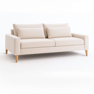 Sofá Quebec 2 Lugares 180 Off White Pés Madeira