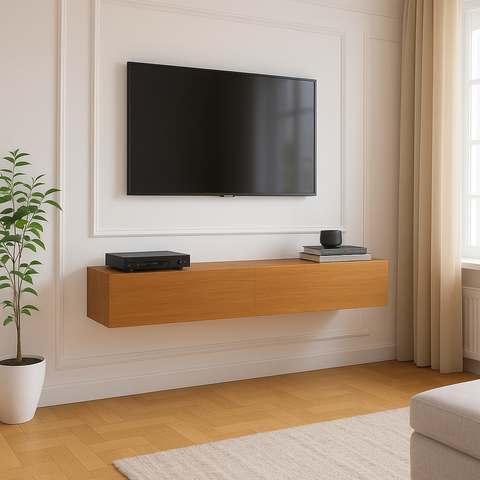 Rack Suspenso Línea 110cm para Tv ou Painel com 2 Portas Basculantes