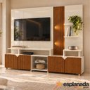 Ver imagem 3 de Estante Home Teather para TV até 55 Polegadas com LED Ripado Impressão 3D 2,10m Cross Off White