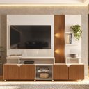 Ver imagem 3 de Estante Home Teather para TV até 55 Polegadas com LED Ripado Impressão 3D 2,10m Cross Off White