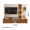 Ver imagem 4 de Estante Home Teather para TV até 55 Polegadas com LED Ripado Impressão 3D 2,10m Cross Off White