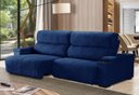Ver imagem 1 de Sofá Retrátil e Reclinável Milão 3 Lugares Azul 2,10m Suede com Porta Copos Sofá Casa