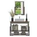 Ver imagem 4 de Gabinete Banheiro 60cm 2 Portas com Cuba e Espelheira Multimóveis CR10106 Cimento/Noce