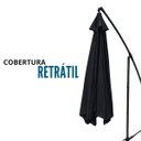 Ver imagem 3 de Ombrelone Lateral Articulado Alumínio 3,5m Grande Praia Piscina Jardim com Base Importway Iwobl-350