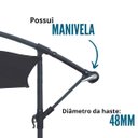 Ver imagem 6 de Ombrelone Lateral Articulado Alumínio 3,5m Grande Praia Piscina Jardim com Base Importway Iwobl-350