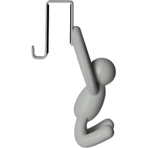 BUDDY - MINI CABIDEIRO DE PORTA (PARA TOALHAS E PANOS DE PRATO) - KIT COM 2 UNIDADES CINZA