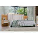 Ver imagem 1 de Cabeceira para Cama Queen Size Ripada Irís Estofada com 2 Mesas de Cabeceira D Doro Cinamomo/off Whi