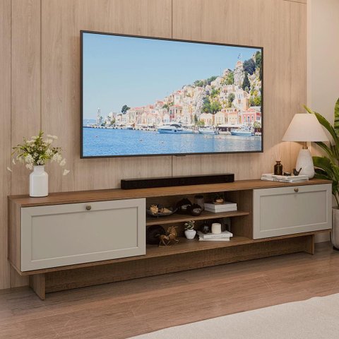 Rack para Tv até 80 Polegadas 218 Cm 2 Portas Rustic/crema Vik Madesa