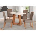 Ver imagem 1 de Conjunto: Mesa Sala Jantar Lins C/ Tampo Madeirado C/ Vidro Curvo 120x80cm e 4 Cadeiras Malu Nature/