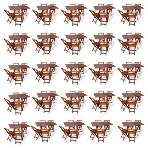 Kit de 20 Conjuntos de Mesa Dobrável 70x110 com 4 Cadeiras Imbuia