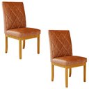 Ver imagem 1 de Kit 2 Cadeiras de Sala de Jantar Estofadas Gomes Madeira Maciça PU Marrom G78 - Gran Belo Cadeira de