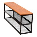 Ver imagem 4 de Banco Sapateira Ferro e Madeira Artesanal Estilo Industrial Recamier Tela Expandida