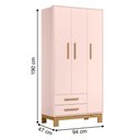 Ver imagem 3 de Conjunto Infantil Luar Rosa Acetinado: Cômoda Luar + Guarda-roupa Luar