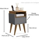 Ver imagem 2 de Mesa de Cabeceira Pés Palito Evora Onix / Nature - Comprar Moveis em Casa