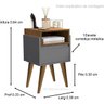 Mesa de Cabeceira Pés Palito Evora Onix / Nature - Comprar Moveis em Casa - 2