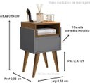 Ver imagem 2 de Mesa de Cabeceira Pés Palito Evora Onix / Nature - Comprar Moveis em Casa