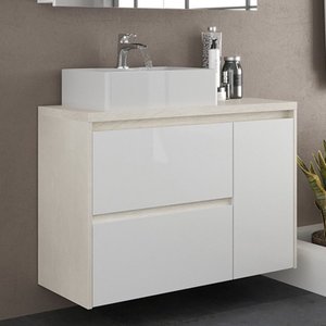 Gabinete de Banheiro 90cm com Cuba Ref 920 Cewal - Arenito/branco