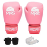 Kit Luva Boxe Thai Prospect Mks Combat Rosa + Bandagem + Protetor Bucal - 12 Oz - 1