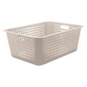 Ver imagem 2 de Kit 10 Caixas Organizadoras 40l com Alça Lateral Multiuso Maxi Bege Cesto Plástico Organizador ou