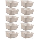 Ver imagem 1 de Kit 10 Caixas Organizadoras 40l com Alça Lateral Multiuso Maxi Bege Cesto Plástico Organizador ou