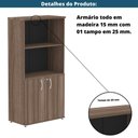 Ver imagem 7 de Armário Misto P25 Pandin 80 Cm (largura) em Mdp Cor Walnut com 2 Portas e 3 Prateleiras