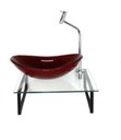 Ver imagem 1 de GABINETE DE VIDRO COM CUBA OVAL VERMELHO CEREJA TAMPO 40CM INCOLOR MAIS TORNEIRA METAL